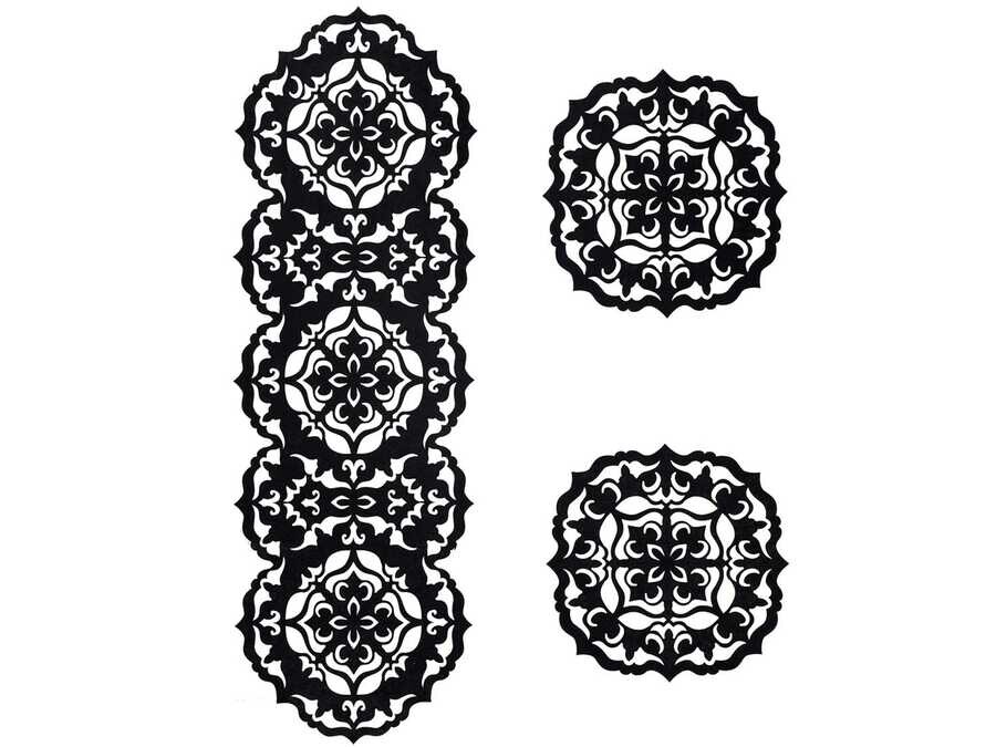 Dowry World - Roseart Velvet Living Room Set 3 Pieces Black