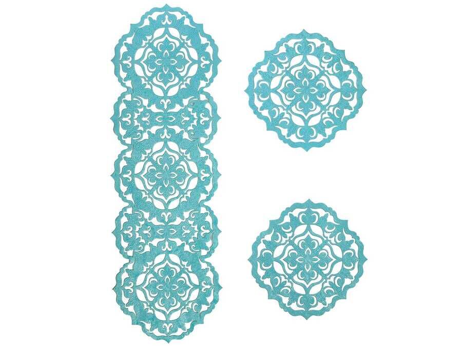  Luxury Star Velvet Living Room Set 3 Pieces Turquoise