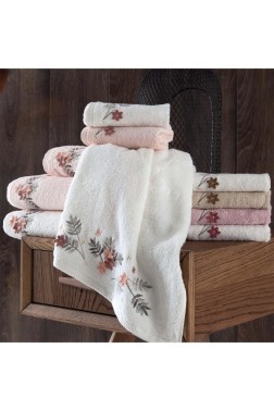Çeyiz Diyarı - Mabella Embroidered 6 pcs in Set Bamboo Hand and Face Towel 50x90 Cm Çeyiz Diyarı - Mabella Embroidered 6 pcs in Set Bamboo Hand and Face Towel 50x90 Cm