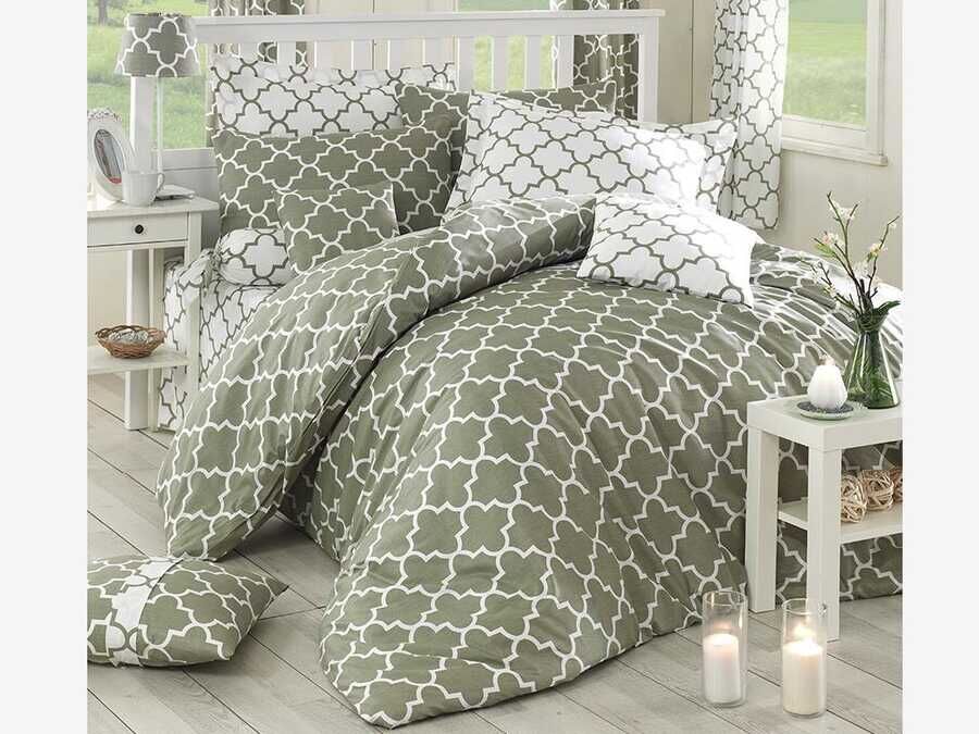 Madalyon 100% Cotton Double Duvet Cover Set Green