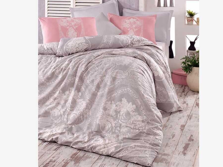  Madam Lili 100% Cotton Double Duvet Cover Set Gray