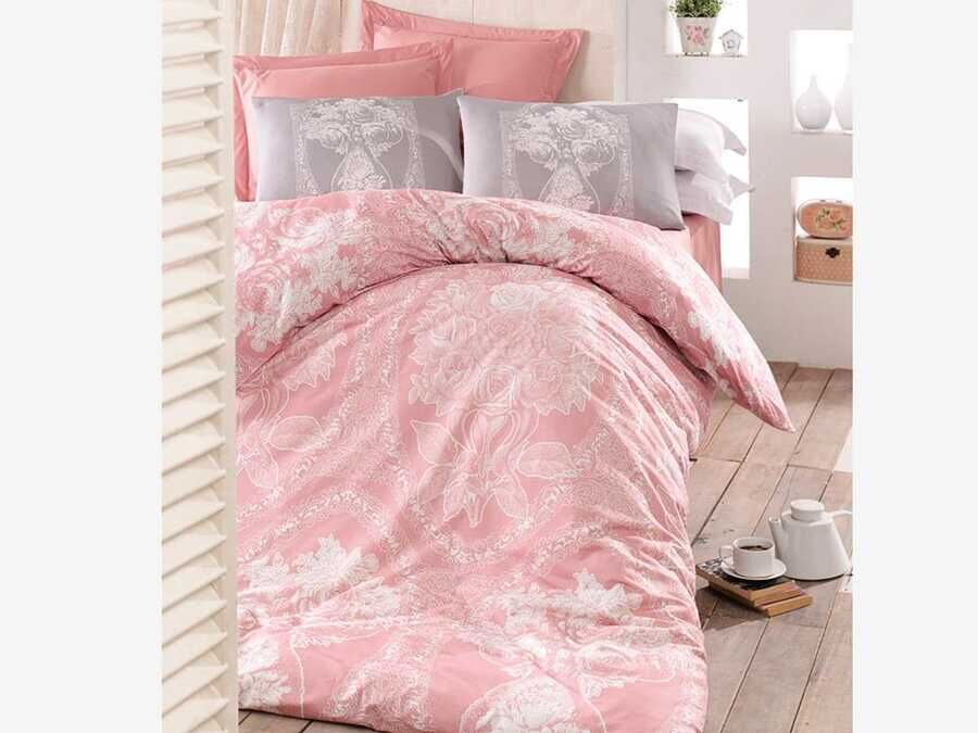  Madam Lili 100% Cotton Double Duvet Cover Set Pink