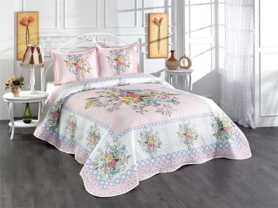 Madison Printed Quilted Double Bedspread Pink