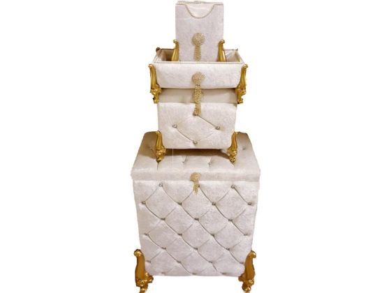 Mahinur Luxury Stone Tasseled 3-Pack Dowry Chest