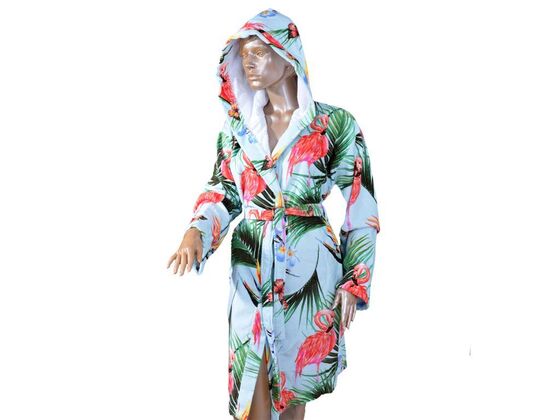 Maldive Tropical Velvet Hooded Bathrobe L