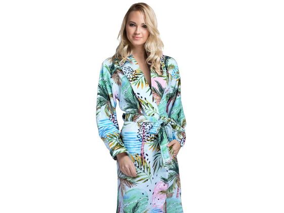 Maldive Tropical Velvet Chalkboard Bathrobe L