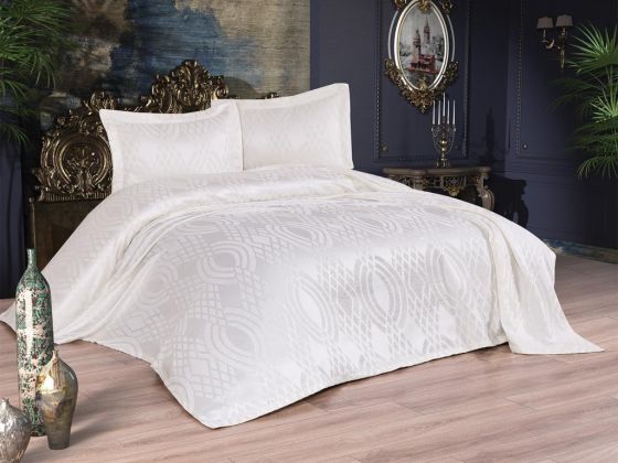Mallorca Bedspread Set 3pcs, Coverlet 240x250, Pillowcase 50x70, Double Size, Cream