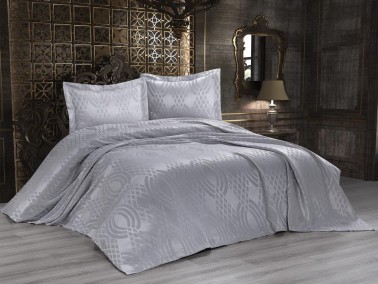Mallorca Bedspread Set 3pcs, Coverlet 240x250, Pillowcase 50x70, Double Size, Grey - Thumbnail