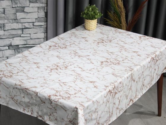 Marbel Erasable Rectangle Table Cloth Cream Brown 140x180cm
