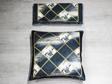 Marble 2 Pcs Velvet Pillow Cover Black - Thumbnail