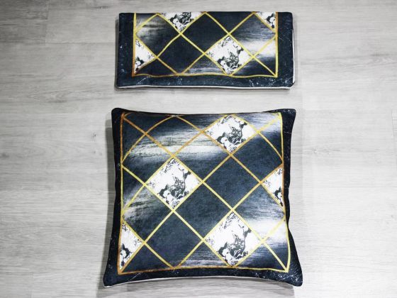 Marble 2 Pcs Velvet Pillow Cover Black