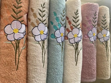 Margaritka Cotton Embroidered Hand and Face Towel Set 6 Pcs - Thumbnail