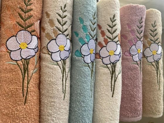 Margaritka Cotton Embroidered Hand and Face Towel Set 6 Pcs