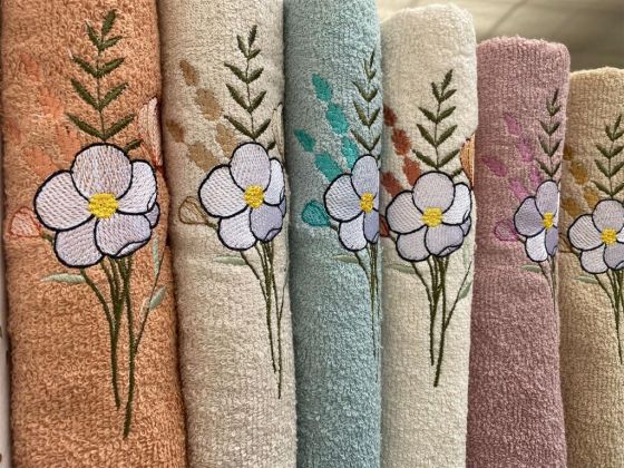 Margaritka Cotton Embroidered Hand and Face Towel Set 6 Pcs