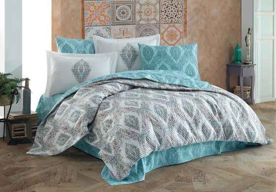 Martha Double Quilted Duvet Cover Set Mint