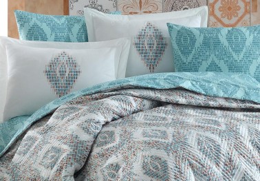 Martha Double Quilted Duvet Cover Set Mint - Thumbnail