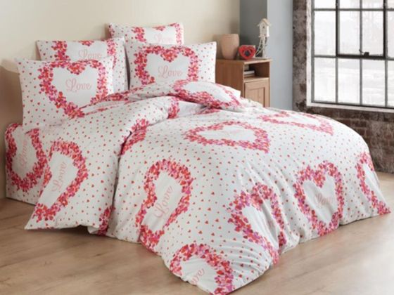 Martina Bedding Set 4 Pcs, Duvet Cover, Bed Sheet, Pillowcase, Double Size, Self Patterned, Wedding, Daily use