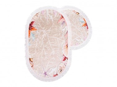 Çeyiz Diyarı - Marvin Pattern Oval Bath Mat Set 2 Pcs Beige Çeyiz Diyarı - Marvin Pattern Oval Bath Mat Set 2 Pcs Beige