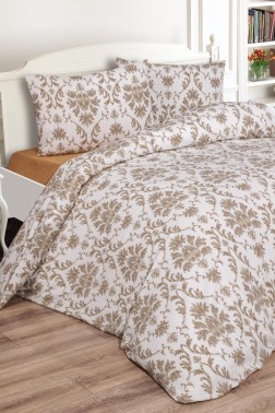 Mary Bedding Set 4 Pcs, Duvet Cover, Bed Sheet, Pillowcase, Double Size, Self Patterned, Wedding, Daily use Beige - Thumbnail