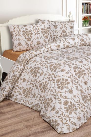 Mary Bedding Set 4 Pcs, Duvet Cover, Bed Sheet, Pillowcase, Double Size, Self Patterned, Wedding, Daily use Beige