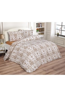 Mary Bedding Set 4 Pcs, Duvet Cover, Bed Sheet, Pillowcase, Double Size, Self Patterned, Wedding, Daily use Beige - Thumbnail