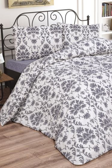 Mary Bedding Set 4 Pcs, Duvet Cover, Bed Sheet, Pillowcase, Double Size, Self Patterned, Wedding, Daily use Gray