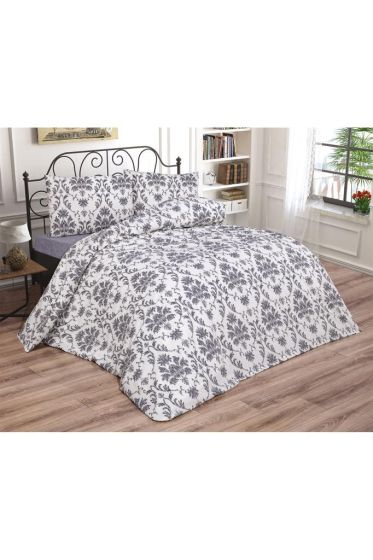 Mary Bedding Set 4 Pcs, Duvet Cover, Bed Sheet, Pillowcase, Double Size, Self Patterned, Wedding, Daily use Gray