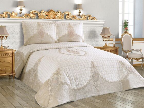 Masal Double Bedspread Set Cream Cappucino