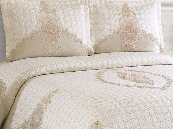 Masal Double Bedspread Set Cream Cappucino