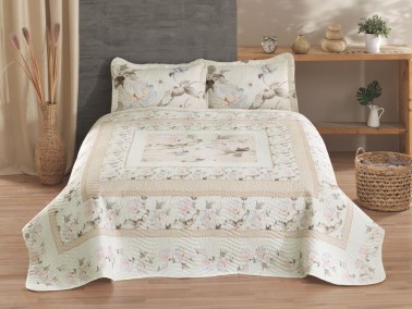 Çeyiz Diyarı - Matilda Printed Quilted Double Bedspread Beige Çeyiz Diyarı - Matilda Printed Quilted Double Bedspread Beige
