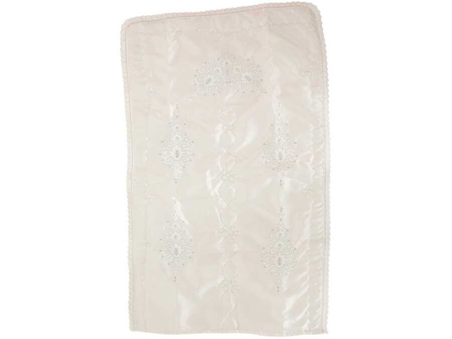 Dowry World - Medina Embroidered Luxury Satin Prayer Rug - Silver Dowry World - Medina Embroidered Luxury Satin Prayer Rug - Silver