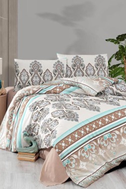 Mega Bedding Set 4 Pcs, Duvet Cover, Bed Sheet, Pillowcase, Double Size, Self Patterned, Wedding, Daily use - Thumbnail