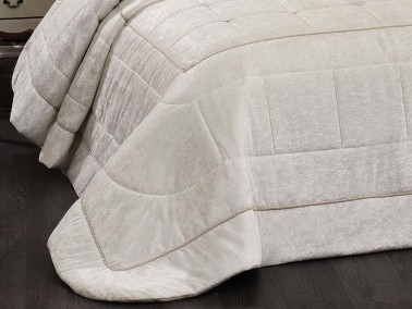 Melani Velvet Double Bedspread Cream - Thumbnail