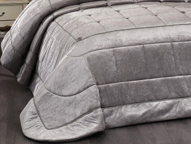 Melani Velvet Double Bedspread Gray - Thumbnail