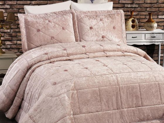 Melani Velvet Double Bedspread Powder