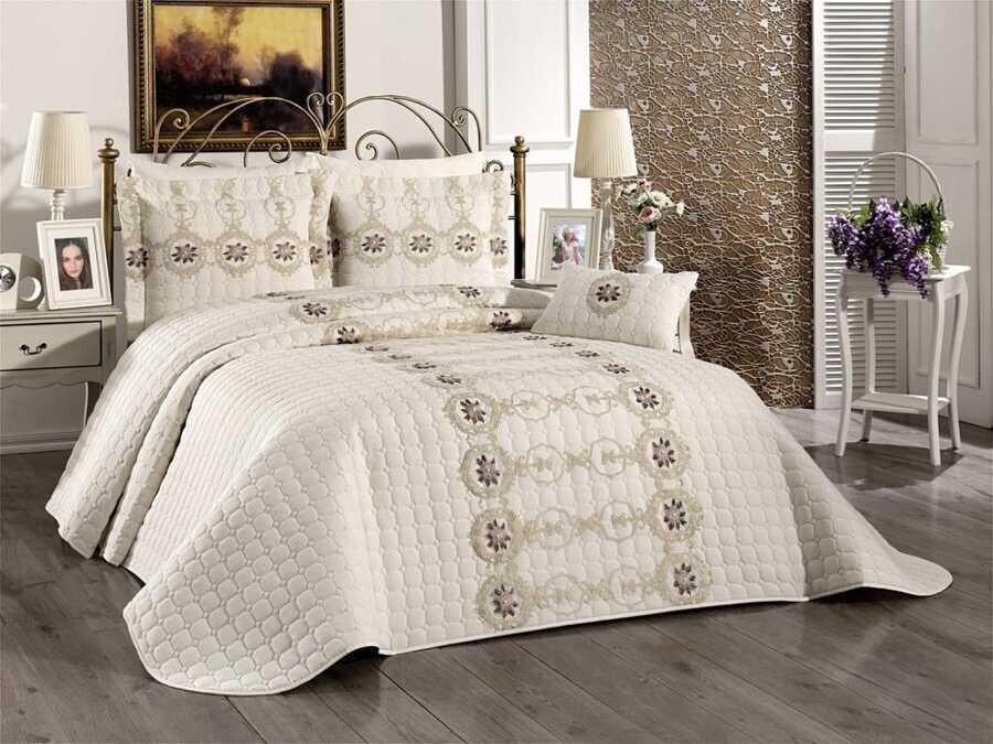 Dowry World - Melina Double Bedspread Cream Dowry World - Melina Double Bedspread Cream