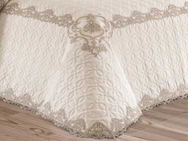 Melissa Double Bedspread Set Cream - Thumbnail