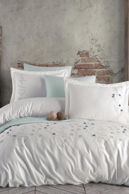 Çeyiz Diyarı - Melita Embroidered 100% Cotton Sateen, Duvet Cover Set, Duvet Cover 200x220, Sheet 240x260, Double Size, Full Size Ekru Çeyiz Diyarı - Melita Embroidered 100% Cotton Sateen, Duvet Cover Set, Duvet Cover 200x220, Sheet 240x260, Double Size, Full Size Ekru