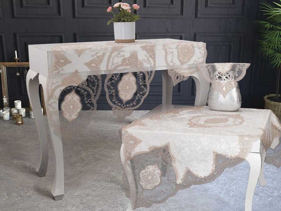 Mellissa Kordone 5 Piece Living Room Set Cream Cappucino - Thumbnail