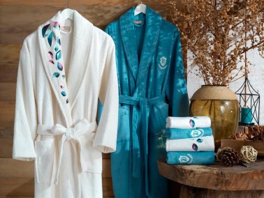 Melodi Bamboo Bathrobe Set Cream Maldivian - Thumbnail