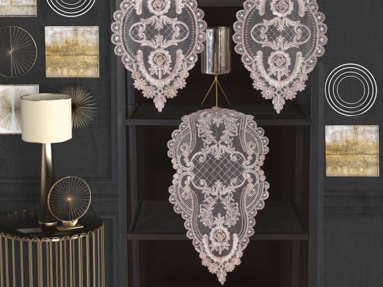 Melody Embroidered Bedroom Set Cream Powder