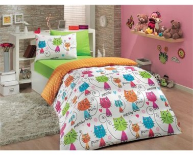 Hobby - Meow Single Duvet Cover Set Orange Hobby - Meow Single Duvet Cover Set Orange