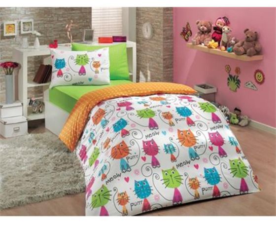 Meow Single Duvet Cover Set Orange