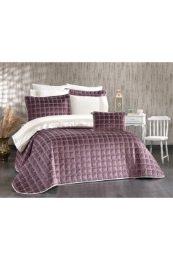 Merry Bridal Set 10 pcs, Bedspread 250x260, Sheet 240x260, Duvet Cover 200x220 with Pillowcase, Double Size, Full Bed, Dry Rose - Thumbnail