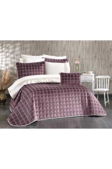 Merry Bridal Set 10 pcs, Bedspread 250x260, Sheet 240x260, Duvet Cover 200x220 with Pillowcase, Double Size, Full Bed, Dry Rose