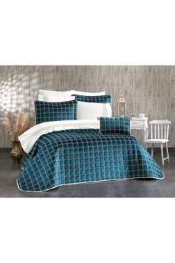 Merry Bridal Set 10 pcs, Bedspread 250x260, Sheet 240x260, Duvet Cover 200x220 with Pillowcase, Double Size, Full Bed, Green - Thumbnail