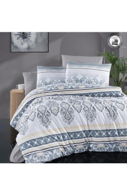 Mia Bedding Set 4 Pcs, Duvet Cover, Bed Sheet, Pillowcase, Double Size, Self Patterned, Wedding, Daily use Blue - Thumbnail