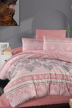 Mia Bedding Set 4 Pcs, Duvet Cover, Bed Sheet, Pillowcase, Double Size, Self Patterned, Wedding, Daily use Pink - Thumbnail