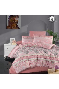 Mia Bedding Set 4 Pcs, Duvet Cover, Bed Sheet, Pillowcase, Double Size, Self Patterned, Wedding, Daily use Pink - Thumbnail