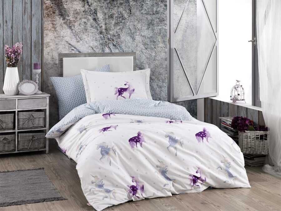 Mia Single Duvet Cover Set Plum